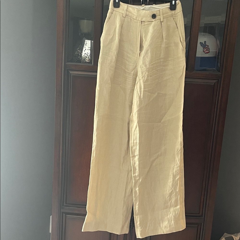 Massimo Dutti Cream Wide-Leg Chinos